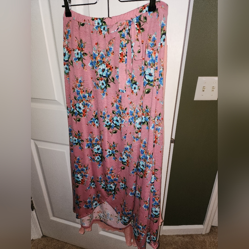 Floral faux wrap skirt
